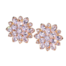 Load image into Gallery viewer, Women Austrian Zircon Elegant Flower Stud Earrings freeshipping - Tyche Ace