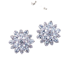 Load image into Gallery viewer, Women Austrian Zircon Elegant Flower Stud Earrings freeshipping - Tyche Ace