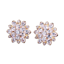 Load image into Gallery viewer, Women Austrian Zircon Elegant Flower Stud Earrings freeshipping - Tyche Ace