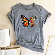 Load image into Gallery viewer, Women Butterfly Flowers Print Design T-Shirts freeshipping - Tyche Ace