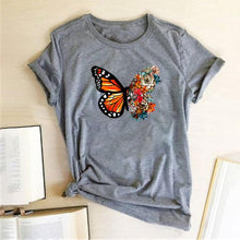 Load image into Gallery viewer, Women Butterfly Flowers Print Design T-Shirts freeshipping - Tyche Ace