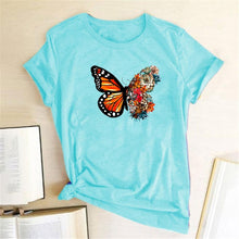 Load image into Gallery viewer, Women Butterfly Flowers Print Design T-Shirts freeshipping - Tyche Ace
