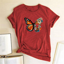 Load image into Gallery viewer, Women Butterfly Flowers Print Design T-Shirts freeshipping - Tyche Ace
