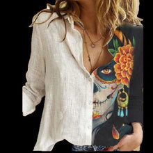 Load image into Gallery viewer, Women Button Turn-Down Collar Vintage Casual Printed Blouses freeshipping - Tyche Ace