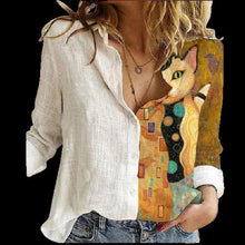 Load image into Gallery viewer, Women Button Turn-Down Collar Vintage Casual Printed Blouses freeshipping - Tyche Ace