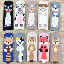 Load image into Gallery viewer, Women Cartoon Pug Kitten Print Pattern Cotton Socks freeshipping - Tyche Ace