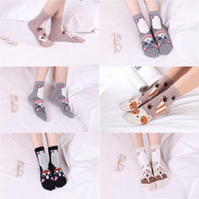 Load image into Gallery viewer, Women Cartoon Pug Kitten Print Pattern Cotton Socks freeshipping - Tyche Ace