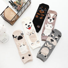 Load image into Gallery viewer, Women Cartoon Pug Kitten Print Pattern Cotton Socks freeshipping - Tyche Ace