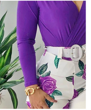 Load image into Gallery viewer, Women Casual Long Sleeve Top & Floral Print Design Shorts Set freeshipping - Tyche Ace