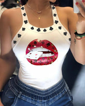 Load image into Gallery viewer, Women Casual Sleeveless Thick Strap Lip Print Backless Bowknot Design Tank Tops freeshipping - Tyche Ace