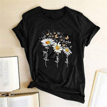 Load image into Gallery viewer, Women Chrysanthemum Butterfly Design Print Short Sleeve T-Shirts freeshipping - Tyche Ace
