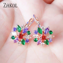 Load image into Gallery viewer, Women Clear Crystal Flower Cluster Earrings freeshipping - Tyche Ace