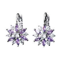 Load image into Gallery viewer, Women Clear Crystal Flower Cluster Earrings freeshipping - Tyche Ace