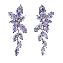 Load image into Gallery viewer, Women Crystal Flower Long Drop Earrings & Necklaces freeshipping - Tyche Ace