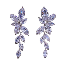 Load image into Gallery viewer, Women Crystal Flower Long Drop Earrings & Necklaces freeshipping - Tyche Ace