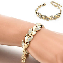 Load image into Gallery viewer, Women Elegant Gold Plated Rhinestone Leaves Chain Bangle freeshipping - Tyche Ace