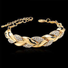 Load image into Gallery viewer, Women Elegant Gold Plated Rhinestone Leaves Chain Bangle freeshipping - Tyche Ace
