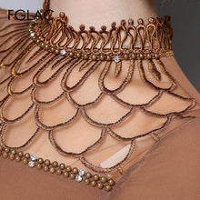 Load image into Gallery viewer, Women Elegant Slim Fit Hollow Cut out long sleeve Lace Mesh tops freeshipping - Tyche Ace