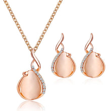 Load image into Gallery viewer, Women Elegant Waterdrop Rhinestone Pendant Necklace Earrings Set freeshipping - Tyche Ace