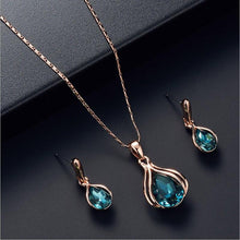 Load image into Gallery viewer, Women Elegant Waterdrop Rhinestone Pendant Necklace Earrings Set freeshipping - Tyche Ace