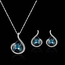 Load image into Gallery viewer, Women Elegant Waterdrop Rhinestone Pendant Necklace Earrings Set freeshipping - Tyche Ace