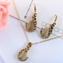 Load image into Gallery viewer, Women Elegant Waterdrop Rhinestone Pendant Necklace Earrings Set freeshipping - Tyche Ace