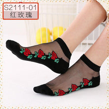Load image into Gallery viewer, Women Embroidered Flowers Transparent Lace Mesh Socks freeshipping - Tyche Ace