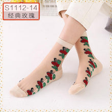 Load image into Gallery viewer, Women Embroidered Flowers Transparent Lace Mesh Socks freeshipping - Tyche Ace