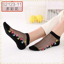 Load image into Gallery viewer, Women Embroidered Flowers Transparent Lace Mesh Socks freeshipping - Tyche Ace