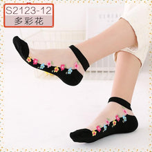 Load image into Gallery viewer, Women Embroidered Flowers Transparent Lace Mesh Socks freeshipping - Tyche Ace