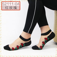 Load image into Gallery viewer, Women Embroidered Flowers Transparent Lace Mesh Socks freeshipping - Tyche Ace