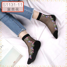 Load image into Gallery viewer, Women Embroidered Flowers Transparent Lace Mesh Socks freeshipping - Tyche Ace