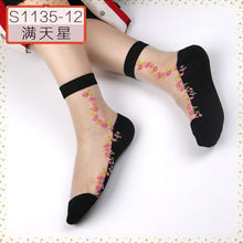 Load image into Gallery viewer, Women Embroidered Flowers Transparent Lace Mesh Socks freeshipping - Tyche Ace