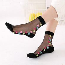 Load image into Gallery viewer, Women Embroidered Flowers Transparent Lace Mesh Socks freeshipping - Tyche Ace