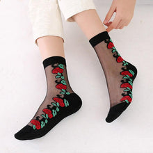 Load image into Gallery viewer, Women Embroidered Flowers Transparent Lace Mesh Socks freeshipping - Tyche Ace