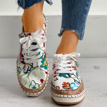 Load image into Gallery viewer, Women Floral Embroidered Zipper Design Casual Lace-Up Shoes freeshipping - Tyche Ace