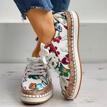 Load image into Gallery viewer, Women Floral Embroidered Zipper Design Casual Lace-Up Shoes freeshipping - Tyche Ace