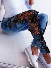 Load image into Gallery viewer, Women Floral Lace  Crochet Hollow-Out Pencil Skinny Jeans freeshipping - Tyche Ace
