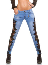 Load image into Gallery viewer, Women Floral Lace  Crochet Hollow-Out Pencil Skinny Jeans freeshipping - Tyche Ace