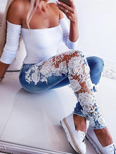 Load image into Gallery viewer, Women Floral Lace  Crochet Hollow-Out Pencil Skinny Jeans freeshipping - Tyche Ace