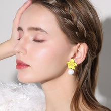 Load image into Gallery viewer, Women Flower Dangle Simulated Pearl Drop Earrings freeshipping - Tyche Ace