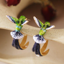 Load image into Gallery viewer, Women Flying Humming Bird Oil Painting Earrings freeshipping - Tyche Ace