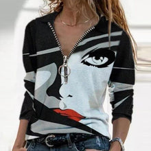 Load image into Gallery viewer, Women  Geometric Long Sleeve  V-Neck Casual Sweat Shirts freeshipping - Tyche Ace