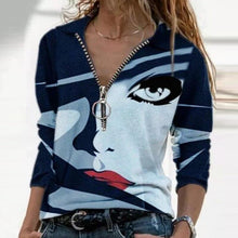 Load image into Gallery viewer, Women  Geometric Long Sleeve  V-Neck Casual Sweat Shirts freeshipping - Tyche Ace