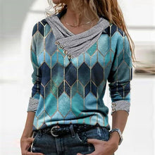 Load image into Gallery viewer, Women  Geometric Long Sleeve  V-Neck Casual Sweat Shirts freeshipping - Tyche Ace