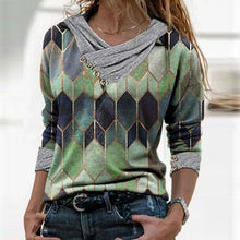 Load image into Gallery viewer, Women  Geometric Long Sleeve  V-Neck Casual Sweat Shirts freeshipping - Tyche Ace