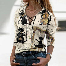 Load image into Gallery viewer, Women  Geometric Long Sleeve  V-Neck Casual Sweat Shirts freeshipping - Tyche Ace