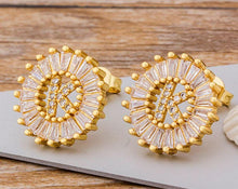 Load image into Gallery viewer, Women Gold Plated Initial Letter Stud Earrings freeshipping - Tyche Ace