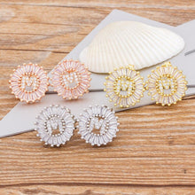 Load image into Gallery viewer, Women Gold Plated Initial Letter Stud Earrings freeshipping - Tyche Ace