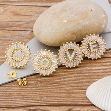 Load image into Gallery viewer, Women Gold Plated Initial Letter Stud Earrings freeshipping - Tyche Ace